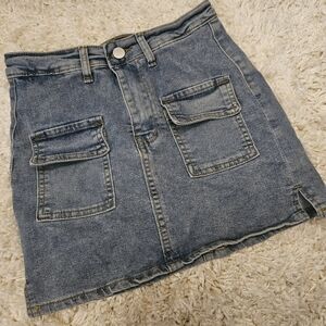 Denim Mini Skirt with Pockets